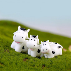 Decor Figurine - 3pc Cow Family Mini Animal Miniature