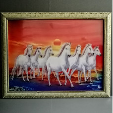 Wall Decor - 3D- 5D Picture SEVEN WHITE HORSE RUNNING